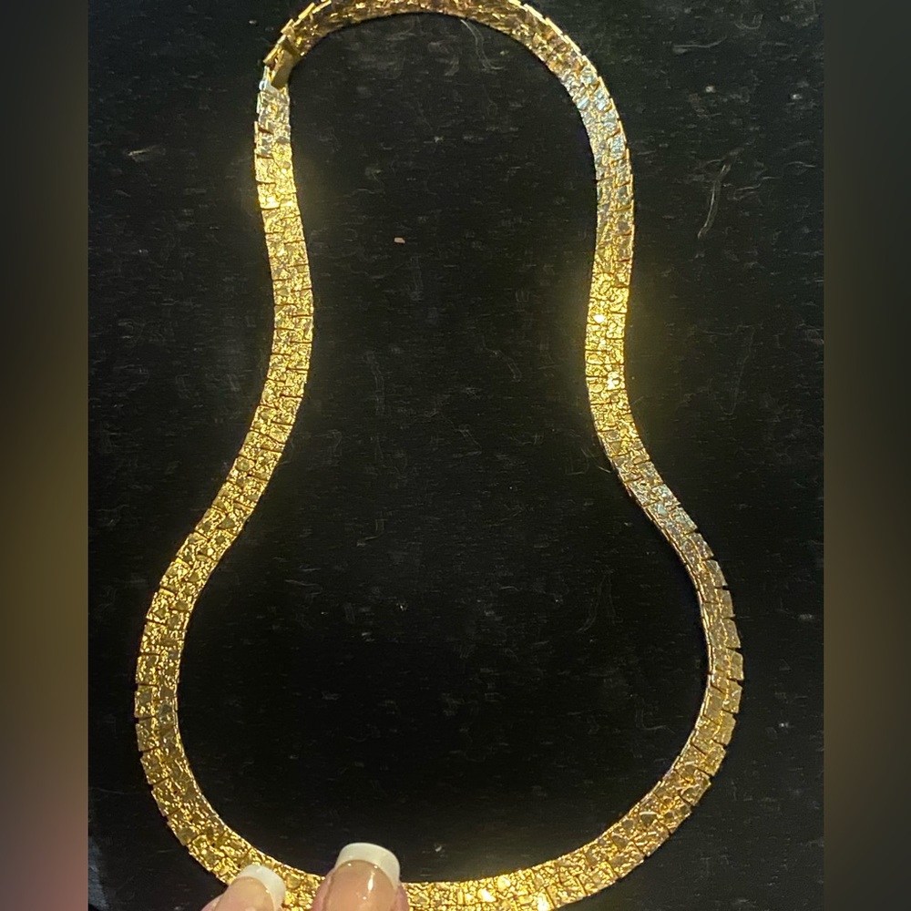 Classic Gold Textured Herringbone Necklace - Women's Jewelry - Picture 10 of 16